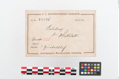Etiketten zu Bronzegürtelblech (NHMW-PRAE-024726)